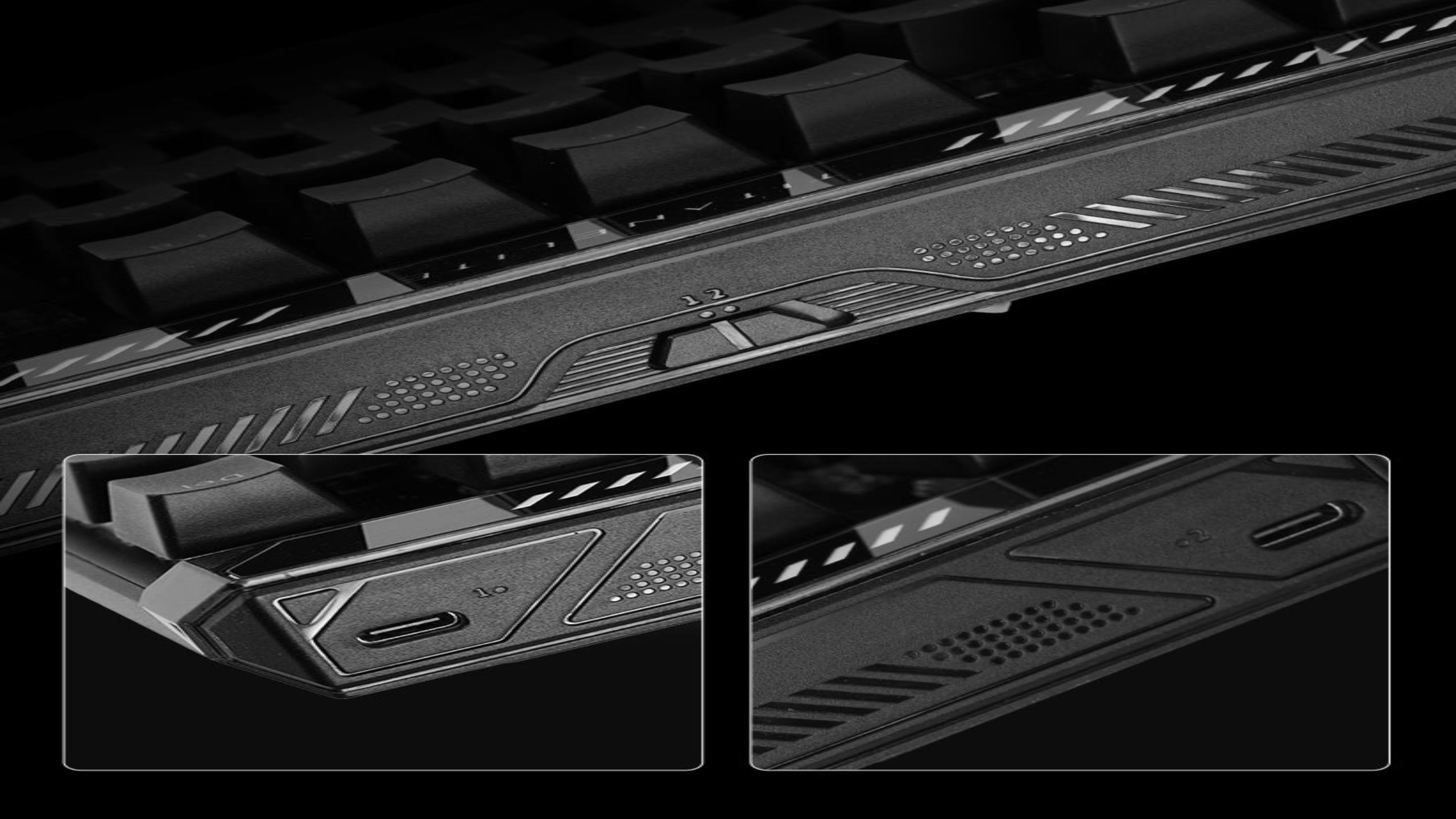 Ergonomic feet, 2‑step tilt