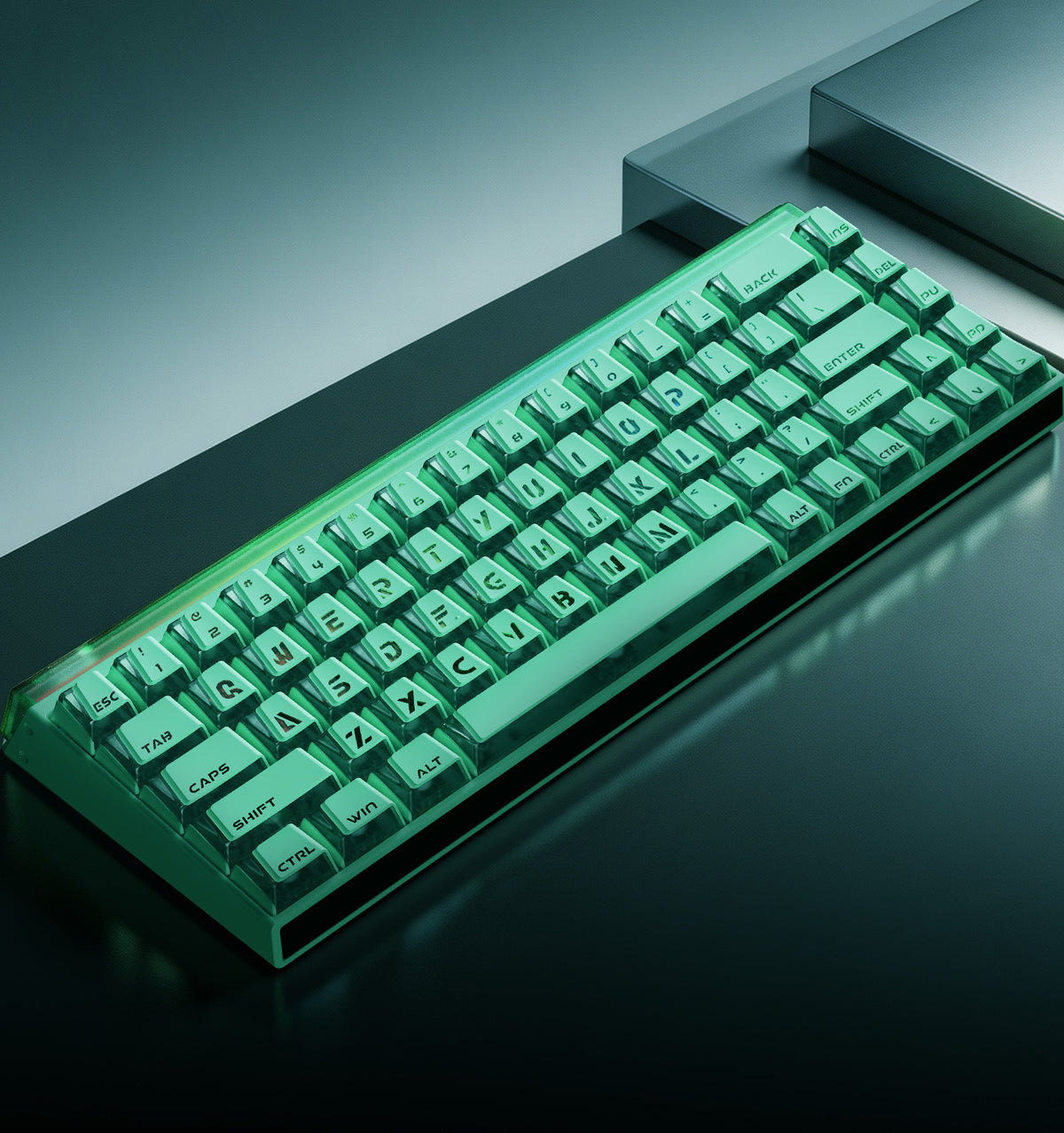 A brand-new crystal-clear keycap set